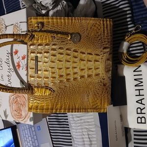 Brahmin Goldenrod Ombre Tote with Crocodile Embossed Leather